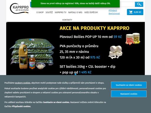 kaprpro - český výrobce návnad a nástrah pro všechny rybáře. nabízíme boilies, pelety, extrudy a další bohatý sortiment.