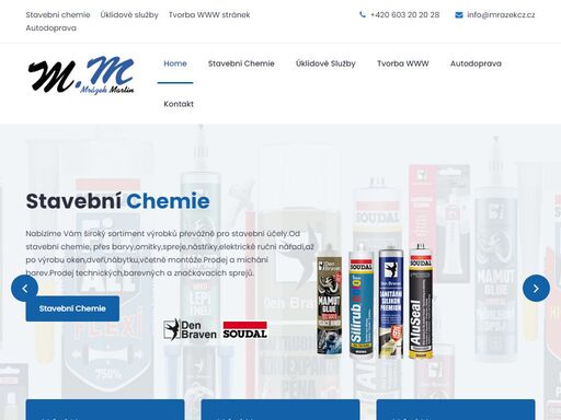 firma mrázek martin se zabývá prodejem a distribucí produktů stavební chemie, prováděním úklidových prací, autodopravou a vtvorbou www stránek a e-shopů
