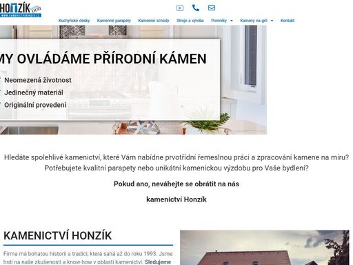 kamenictví honzík nabízí kvalitní a precizní kamenické služby: kamenictví, kamenné kuchyňské desky, kamenné parapety, kamenné obklady, pomníky.