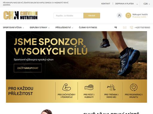 o krok blíž k vítězství. profesionální doplňky stravy pro dosažení vašich sportovních cílů. v online obchodě chevron nutrition naleznete prémiové produkty, které jsou určeny pro začínající i zkušené sportovce. naše vlastní produktová řada chevron nutrition se vyznačuje vypiplaným složením, profesionální výrobou a…
