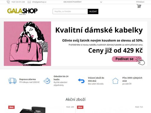 kvalitní peněženky a kabelky. široký sortiment zboží skladem. bleskurychlá expedice. galashop, e-shop s osobním přístupem.