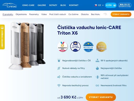 čistička vzduchu ionic-care triton x6 využívá nejúspěšnější koncepce domácích čističek vzduchu na světě.