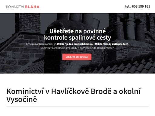 dobrý a spolehlivý kominík pro havlíčkův brod, vysočinu a okolí  -   roční kontrola spalinové cesty -  jen za 450 kč / průduch komínu - doprava zdarma