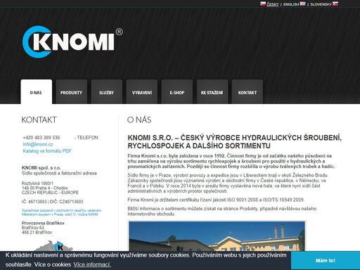 hydraulika rychlospojky hydraulické šroubení / český výrobce