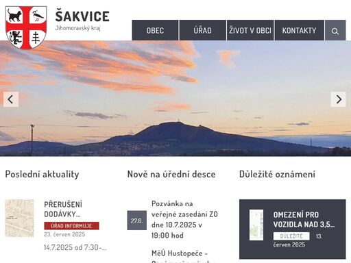 oficiální stránky obce šakvice