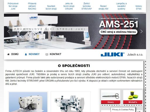 jutech s.r.o. se specializuje na prodej průmyslových šicích juki. v naší nabídce neleznete i přídavná zařízení rancing, jehyl do šicích strojů a další.