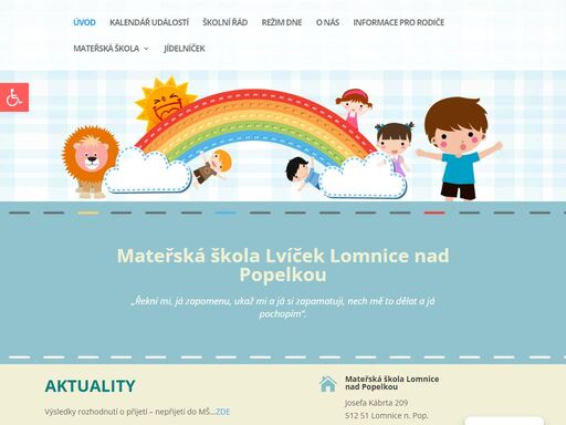 oficiální stránky mateřské školy lvíček v lomnici nad popelkou.