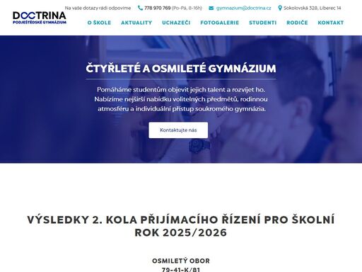 u nás se vaše dítě neztratí v davu. nechte ho objevit, v čem vyniká, a pracovat na tom. vyzkoušejte rodinné prostředí soukromého gymnázia doctrina.