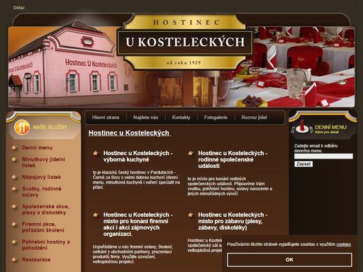 hlavní strana, hostinec u kosteleckých  hostinec u kosteleckých - výborná kuchyně to je klasický český hostinec v pardubicích - černé za bory s velmi dobrou kuchyní (denní menu, minutková kuchyně i vaření specialit na přání. hostinec u kosteleck