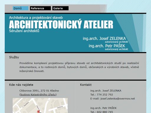 stránky architektonického ateliéru architektů paška a zelenky.
