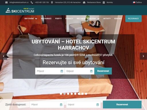 hotel skicentrum harrachov hostům nabízí komfortní ubytování se snídaní. k dispozici je hotelová restaurace s barem, dětská herna, stolní tenis, kulečníky, hrací automaty, wellness centrum s vířivkou, saunou a párou, v zimě lyžařská škola a půjčovna lyží.
