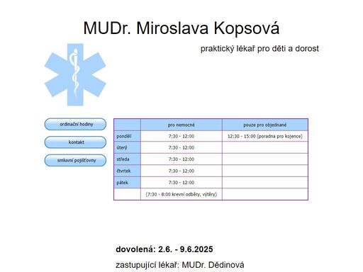 mudr. miroslava kopsová, praktický lékař pro děti a dorost, kladno, zdravotní péče od narození do 19 let.
