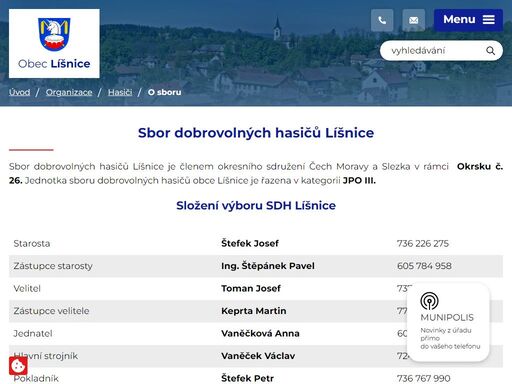 obec líšnice - oficiální internetové stránky