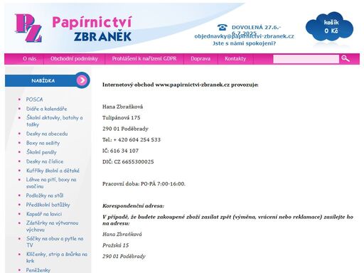 papírnictví zbraněk nabízí školní a kancelářské potřeby za bezva ceny. bohatý výběr a rychlá expedice zboží je u nás samozřejmostí.