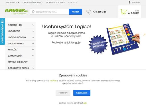 amosek.cz se zabývá prodejem didaktických pomůcek, her a hraček. především učebních systémů logico piccolo, logico primo, minilük, bambinolük, dřevěných hraček a logopedických pomůcek. nízké ceny!