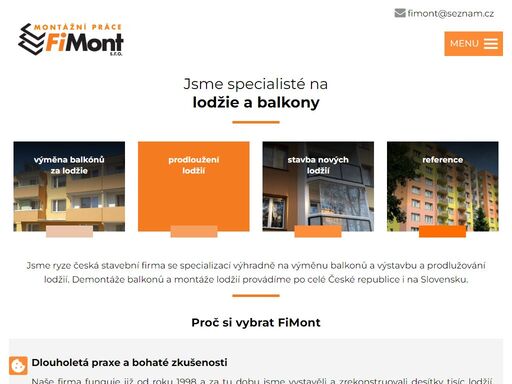 specializujeme se na výměnu původních balkonů za nové prostornější železobetonové lodžie, výstavbu nových lodžií a prodlužování původních lodžií na panelových i zděných bytových domech. působíme po celé čr a na slovensku.