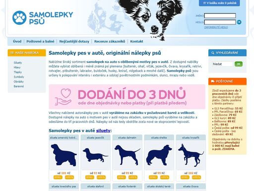 vyrábíme samolepky pes v autě na auto. samolepky se jménem psa nabízíme ve 24 barvách a mnoha rozměrech. nálepky na auto se jmény psů vyrábíme z kvalitních fólií s dlouhou životností. expedujeme je do tří pracovních dnů. nálepky pes v autě upozorňují na přepravu domácích mazlíčků.