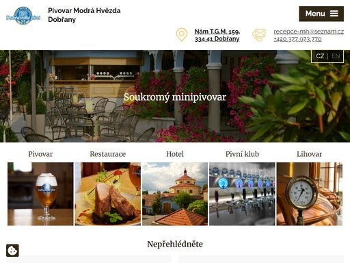 soukromý minipivovar modrá hvězda dobřany - spojení pivovaru, restaurace, hotelu. lihovaru a pivovarské zahrady do jediného celku. těšíme se na vaši návštěvu.