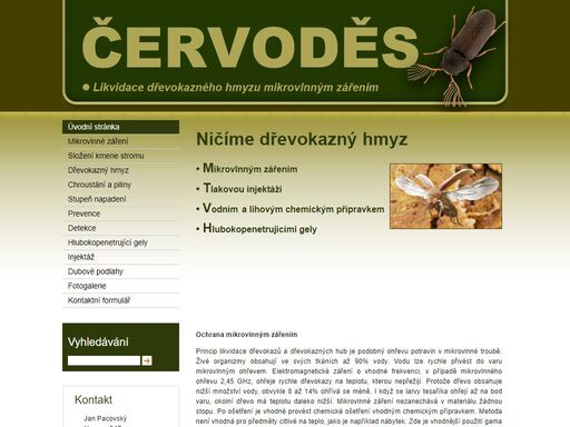 likvidace biotických škůdců dřeva mikrovnným zářením a chemickým ochranným nátěrem. popis nejrozšířenějších dřevokazů a dřevokazných hub.