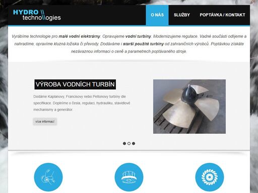 vodní turníny a technologie pro malé vodní elektrárny.
