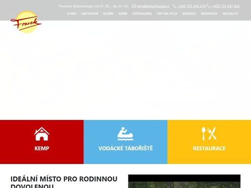 kemp fousek - ideální místo pro rodinnou dovolenou a pro návštěvu přírodních a kulturních památek po širokém okolí.