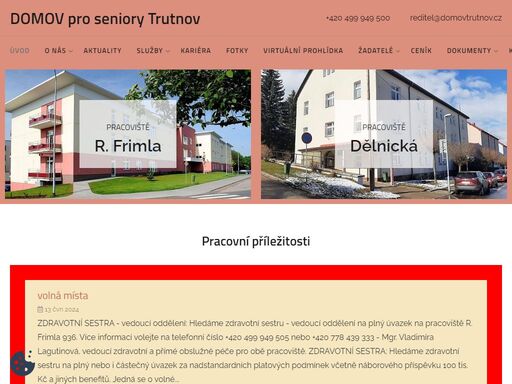 domov pro seniory trutnov je příspěvkovou organizací, která poskytuje pobytové služby sociální péče celoročně, a to po celých 24 hodin denně.
