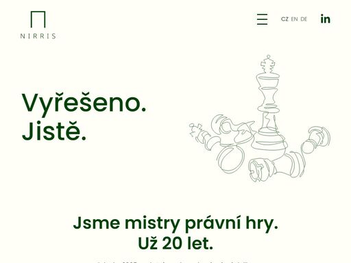 advokátní kancelář nirris s více než 20 lety zkušeností. ?komplexní právní služby, které firmám i jednotlivcům pomáhají zvládat každou právní výzvu.
