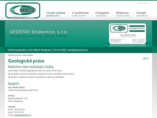 geologické práce, inženýrskogeologické práce, geologický dozor, zkoušky vodotěsnosti nádrží, geostav strakonice, ing. zdeněk švehla (autorizovaný geolog pro geotechniku)