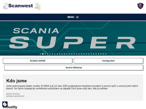 jsme autorizovaným dealerem značky scania pro západní čechy. disponujeme 4 servisy v plzni, domažlicích, chebu a chomutově.