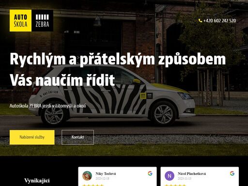 autoškola zebra jezdí v litomyšli a okolí. nabízím řidičský průkaz skupiny b, c, c+e / kondiční jízdy / navrácení řidičáku a referenstké školení.