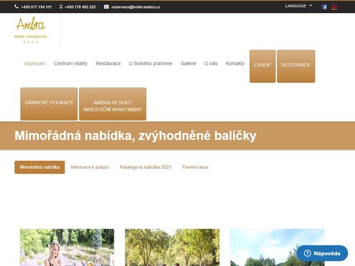 moderně vybavené zařízení s celoročním provozem, které nabízí kvalitní ubytování, stravovací služby a relaxaci v centru vitality. hotel najdete v klidném prostředí u lesa, od centra lázeňského městečka 5 minut chůze. oblibu u klientů si získal klidem, pohodou a přátelskou atmosférou.

v základní nabídce služeb jsou wellness pobyty, hotelové ubytování, vzdělávací a prezentační firemní pobyty a individuální i skupinové programy sestavené na přání. naši stálou nabídku během roku aktuálně doplníme o pobyt velikonoční, prázdninový a silvestrovský. 