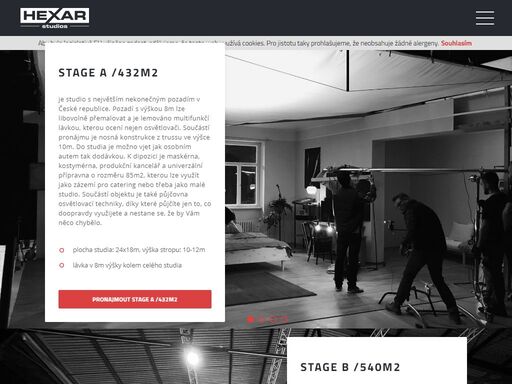 pronájem filmového studia a osvětlovací techniky