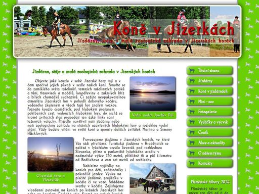 koně v jizerkách - jízdárny, stáje a malá zoologická zahrada v jizerských horách