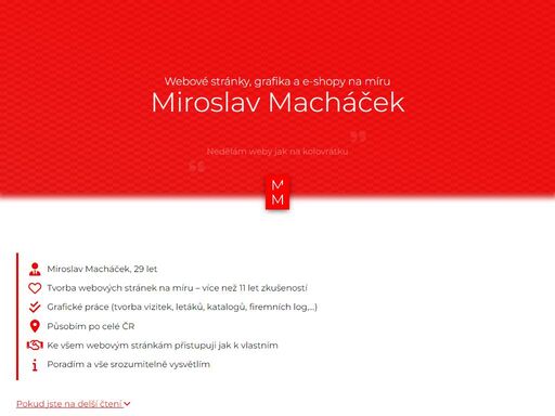profesionální tvorba kvalitních a bezpečných webových stránek a e-shopů na míru s důrazem na seo, moderní design a jednoduchou administraci. kontaktujte mě a společně vytvoříme web, který vydrží a zaujme.