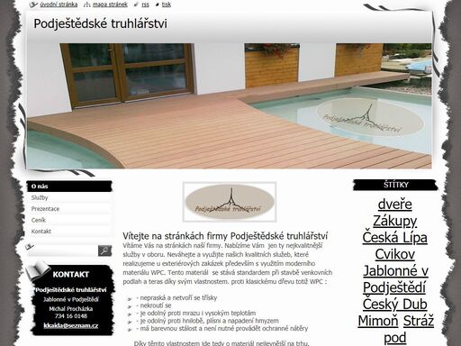 po většinu roku realizujeme výstavbu teras a renovaci chalup z wpc materiálu. věnujeme se ovšem samozřejmě i výrobě z klasického dřeva od stoliček až po kuchyně a vestavěné skříně