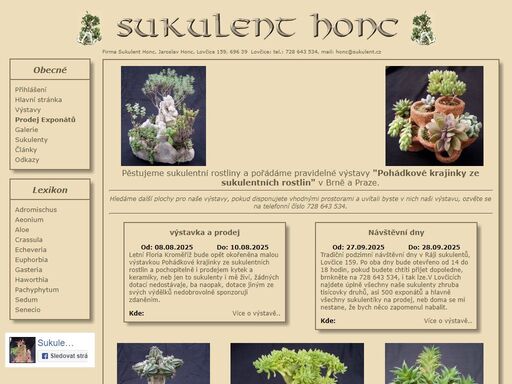 stránky spolku pěstitelů sukulentů sukulent honc.