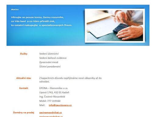 zaúčtováno.cz - externí a interní účetnictví, účetnictví online, mzdové účetnictví, podvojné účetnictví, poradenství