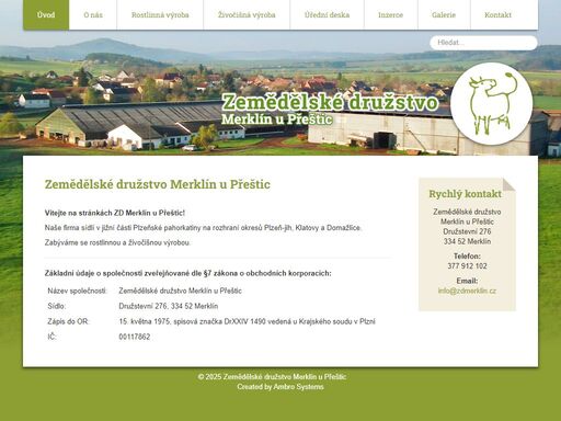 zemědělské družstvo merklín u přeštic