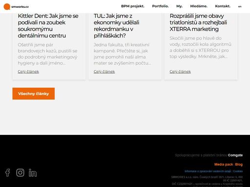 jsme marketingová agentura z liberce. od roku 2004 pomáháme firmám růst a uspět pomocí bpm projektu. řešíme brand, weby, aplikace i online a offline marketing.