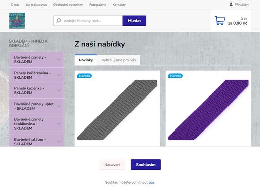 prodej bavlněných panelů, bavlněné metráže, galanterie, vše pro šití