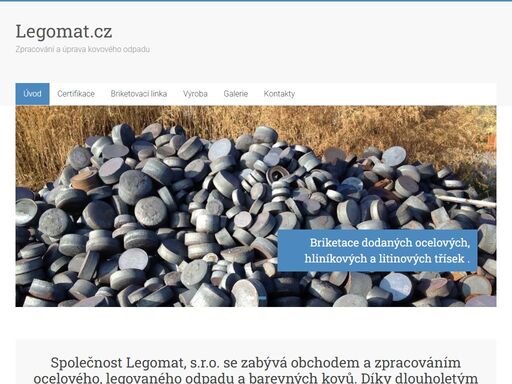 obchod a zpracování ocelového, legovaného odpadu a barevných kovů (cr, mo, ni) lisování a drcení a lisování třísek do briket.