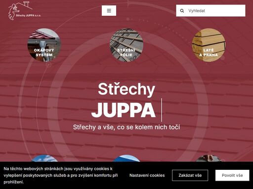 střechy juppa 

střechy a vše, co se kolem nich točí    

střechy juppa s.r.o. 

o firmě prodej střešní krytiny - plechové, betonové a pálené. prodej okapního systému a pronájem klempířské dílny. pokud váháte, zda pro střechu do prahy nebo do plzně, tak přijeďte k nám. jsme na půli cesty přesně mezi prahou a