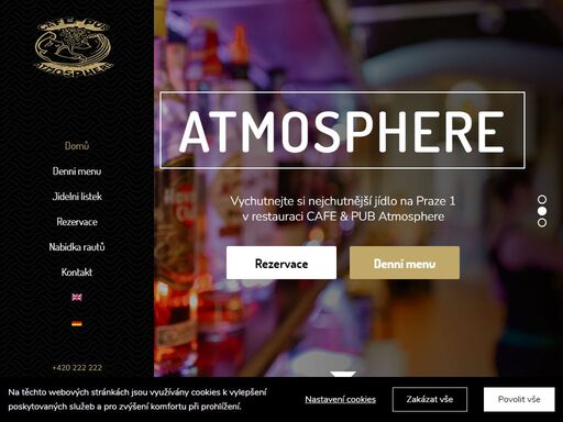 vyzkoušejte příjemné domácí prostředí v atmosphere cafe pub. tankové pivo, italská i česká vína, dobrá jídla, barbox muzika a příjemná obsluha.