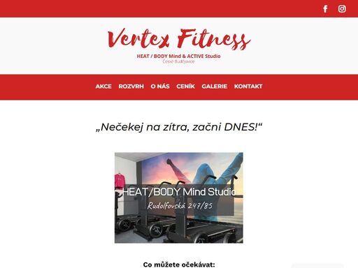 dvě pobočky vertex fitness v českých budějovicích, kde si každý přijde na styl lekce, který ho bude bavit. vyzkoušejte h.e.a.t program, lekce silového charakteru, kondiční, taneční, pomalé funkční lekce a spousty dalších. bez členství a bez závazků - pouze radost ze cvičení.