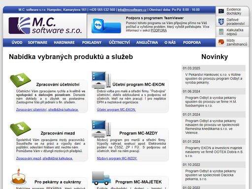 programy pro účetnictví, mzdy, evidence majetku, pekárny, cukrárky, expedice, výroba, fakturace, dodací listy, potravinářská výroba, maloobchodní prodejny, velkoobchody, elektronický obchod, e-shop, evidence docházky, daňové poradenství
