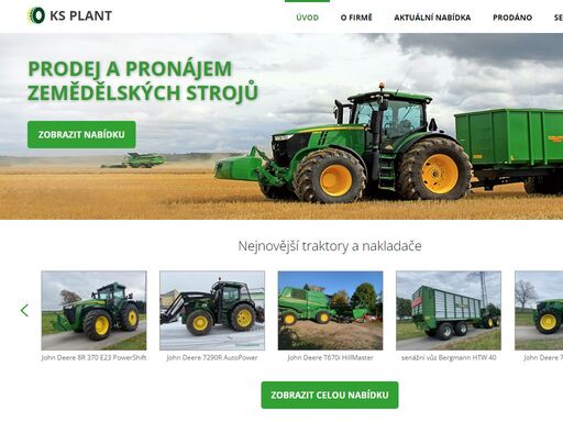 prodej a pronájem zemědělských strojů, traktory a nakladače jcb, john deere, zetor, manitou, case, quicke, kemper, zuidberg, joskin