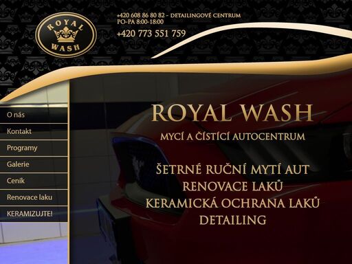 ruční mytí aut brno - mycí a čistící autocentrum royal wash - úvodní strana