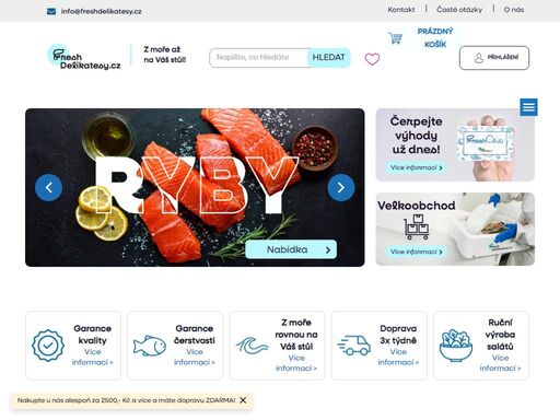 z moře až na váš stůl. objednejte si vynikající chlazené saláty, ryby a tapas. delikatesy na oslavy, pro firmu nebo vlastní potěšení.
doručení po praze a okolí 3x týdně. 