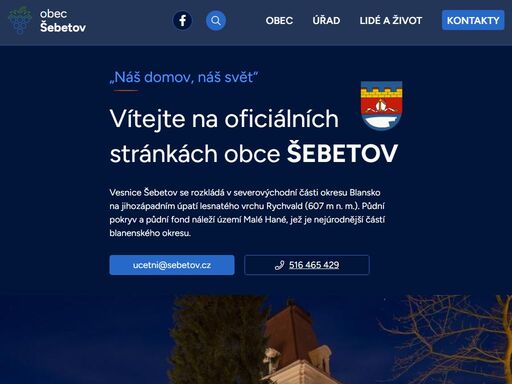 oficiální stránky obce šebetov