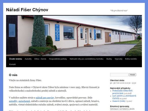 vítejte na stránkách firmy fišer. naše firma se sídlem v chýnově okres tábor byla založena v roce 1993. hlavní činností je velkoobchodní a